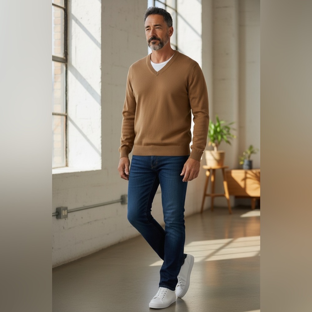Faconnable men’s V neck wool sweater
